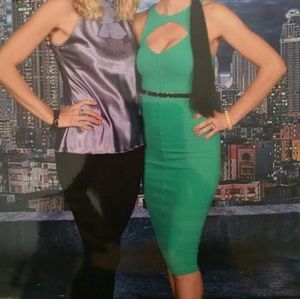 Green Bebe midi dress.